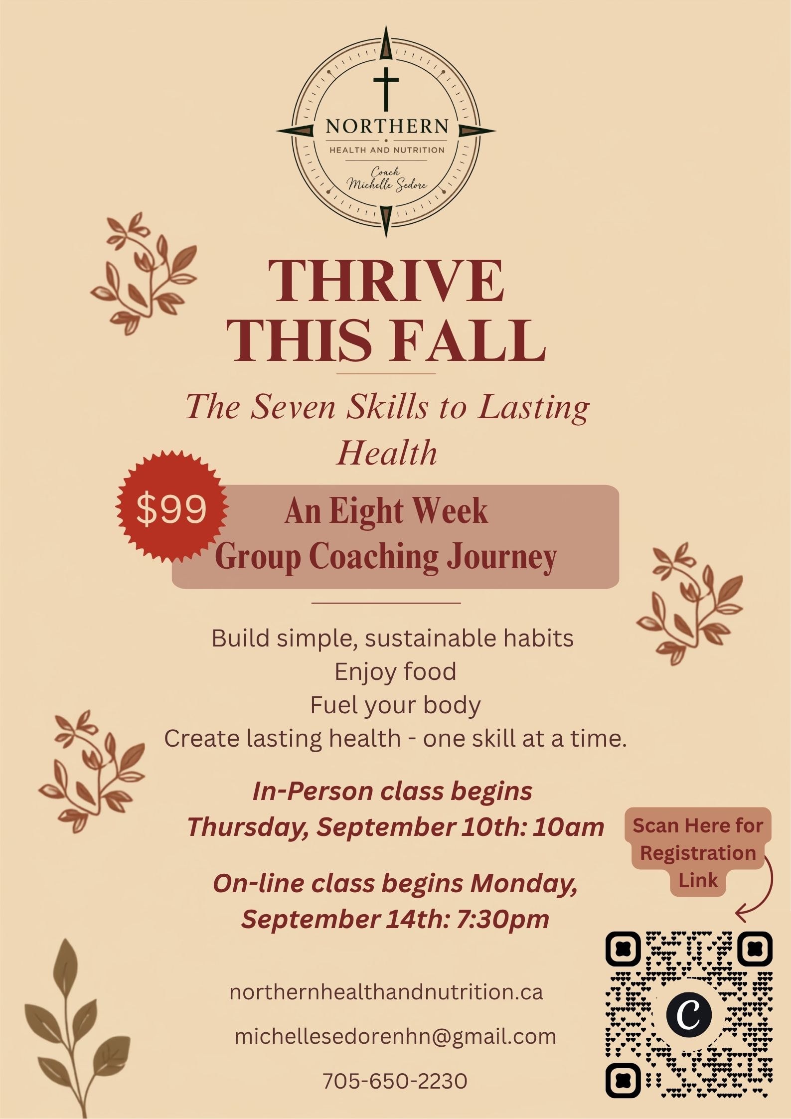 Thrive This Fall eight-week group coaching journey poster